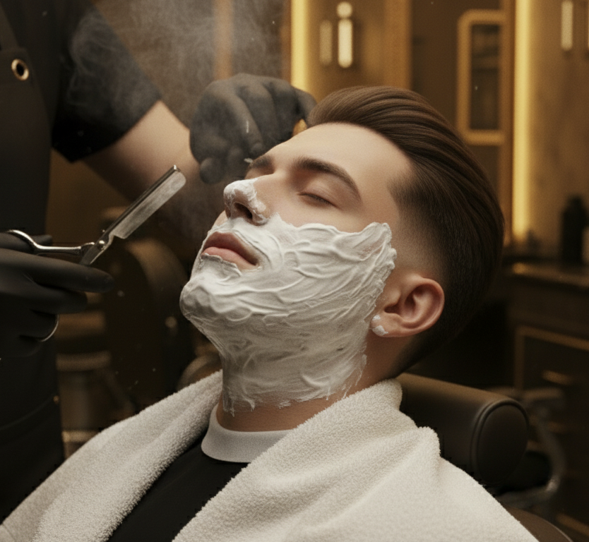 Traditional hot towel straight razor shave in Dublin